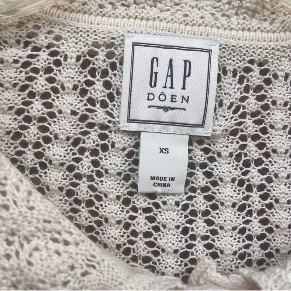 GAP x DOEN Linen-Blend Pointelle Cardigan in Chino Beige Size XS - Picture 6 of 12